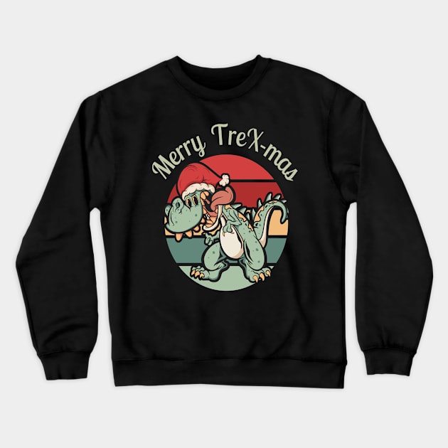 Merry T-Rex-Mas - Dinosaur Funny Holiday with Plaid Tyrannosaurus Rex Crewneck Sweatshirt by Apathecary